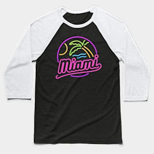 Miami Sign Retro - Retrowave Baseball T-Shirt